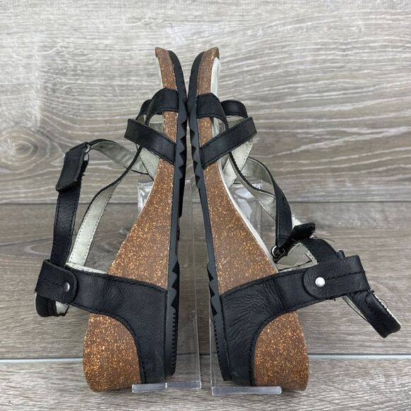Merrell Revalli Women’s Sz 7 Black Leather Slingback Wedge Hook & Loop Sandals - Picture 10 of 11